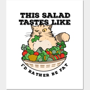 Funny Diet Cat Weightloss Fasting Gym Workout Fitness Salad Posters and Art